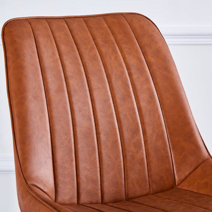 Modern Luxury Square Curved Faux Leather Metal Dining Chair Backrest Armless For Dining Room