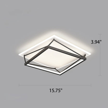 Modern Minimalist Geometric Square Iron Acrylic LED Flush Mount Ceiling Light