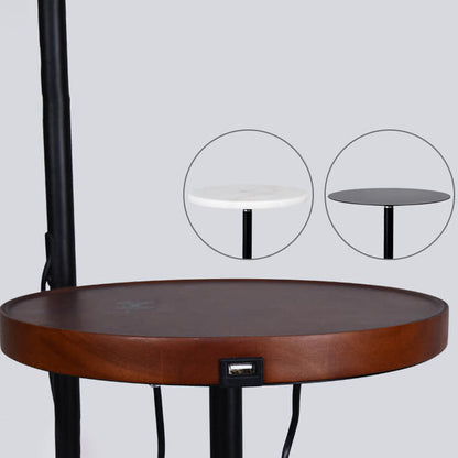 Nordic Minimalist Pleated Shade Marble Solid Wooden Shelf 1-Light Standing Floor Lamp