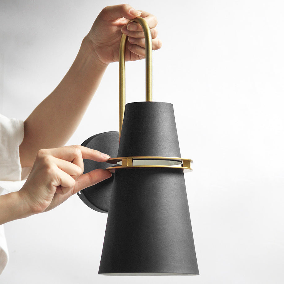 Contemporary Scandinavian Iron Cylinder Horn 1-Light Wall Sconce Lamp For Bedside