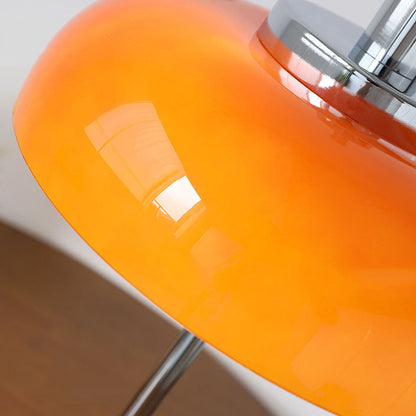 Vintage Simple Orange Dome Chrome Base 3-Light Table Lamp