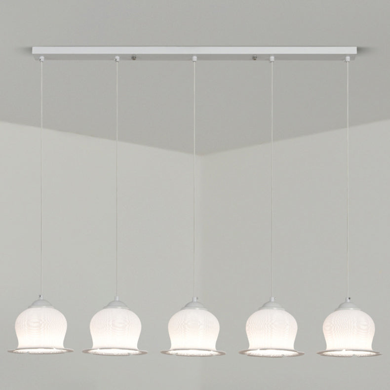 Modern Art Deco PLA Bell Orchid Flower Shade Iron 3/4/5-Light Island Light Chandelier For Dining Room