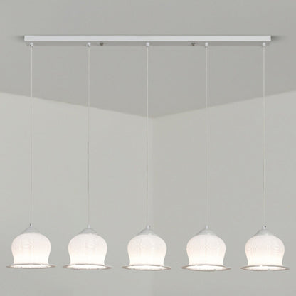 Modern Art Deco PLA Bell Orchid Flower Shade Iron 3/4/5-Light Island Light Chandelier For Dining Room