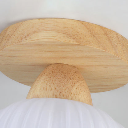 Contemporary Vintage Flower Wood Acrylic 1-Light Semi-Flush Mount Ceiling Light For Living Room