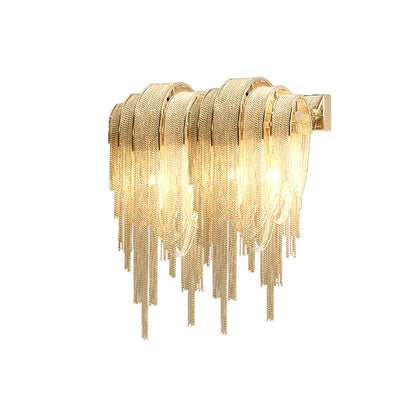 Modern Luxury Iron Aluminum Tassel Chain 2/4 Light Wall Sconce Lamp For Hallway
