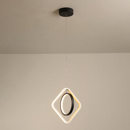 ثريا LED معاصرة من الألومنيوم والحديد بتصميم دائري ماسي إسكندنافي لغرفة المعيشة 