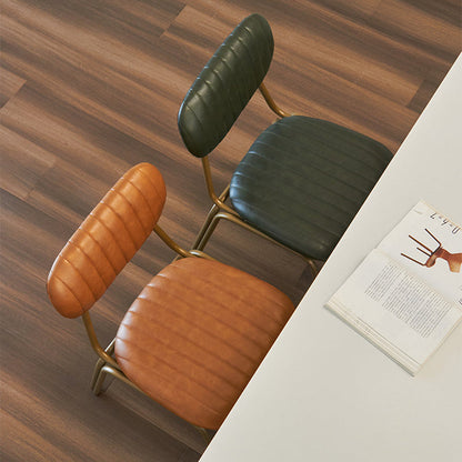 Contemporary Industrial PU Leather Iron Square Elliptical Stripe Dining Chair Backrest Footrest For Dining Room