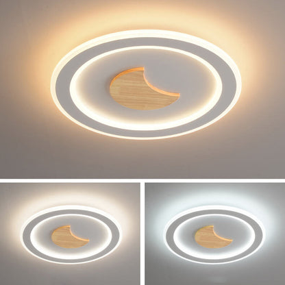 Modern Simple Solid Wood Pattern LED Flush Mount Light