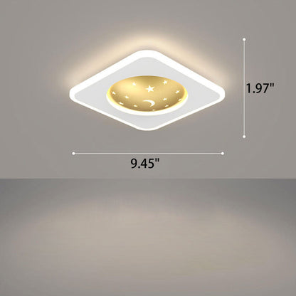 Nordic Minimalist Starry Sky Square Round Wrought Iron Aluminum LED Flush Mount Ceiling Light