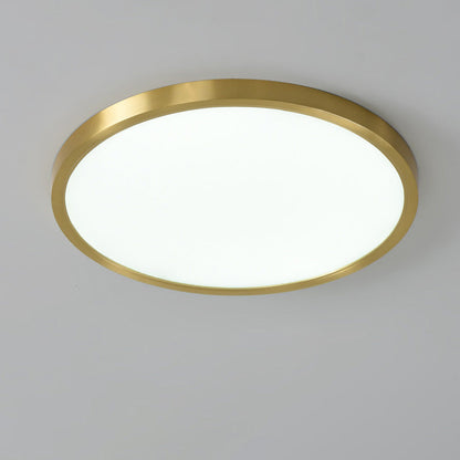 Traditional Chinese Copper Acrylic Round Lotus Bamboo Ginkgo Leaves LED Flush Mount Ceiling Light For Living Room