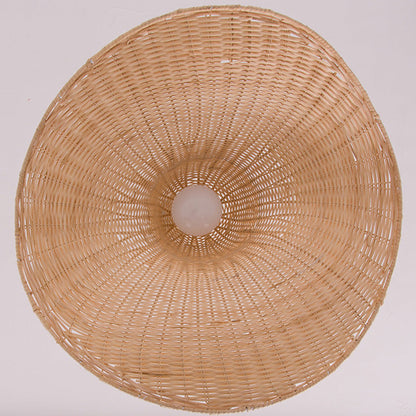Contemporary Creative Rattan Weaving Iron Hat 1-Light Pendant Light For Dining Room