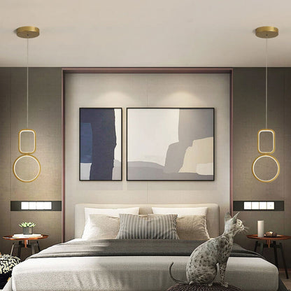 مصباح LED معلق على شكل حلقة هندسية من الحديد بتصميم إسكندنافي بسيط 