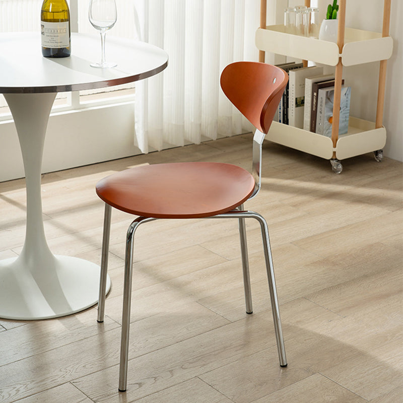 Contemporary Scandinavian Wood Faux Oil Waxed Leather Round Cushion Dining Chair Backrest For Dining Room