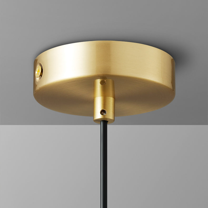 Contemporary Scandinavian Glass Round Disc Copper Lamp Head 1-Light Pendant Light For Dining Room