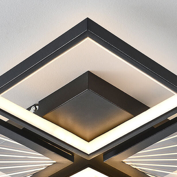 Modern Minimalist Geometric Shapes Black White Iron LED Flush Mount Light