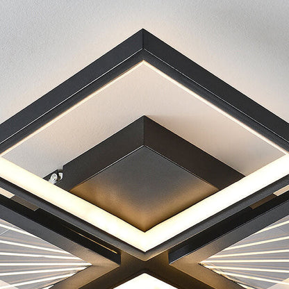Modern Minimalist Geometric Shapes Black White Iron LED Flush Mount Light
