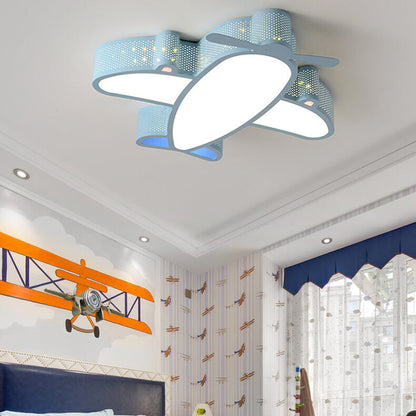 Cartoon Creative Luminous Aircraft Design LED Flush Mount Ceiling Light