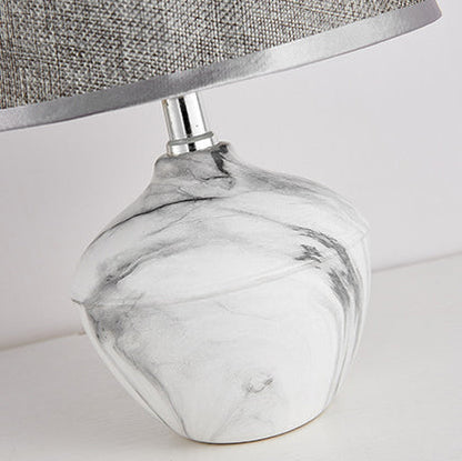 Contemporary Vintage Cylinder Vase Base Ceramic Fabric 1-Light Table Lamp For Bedroom