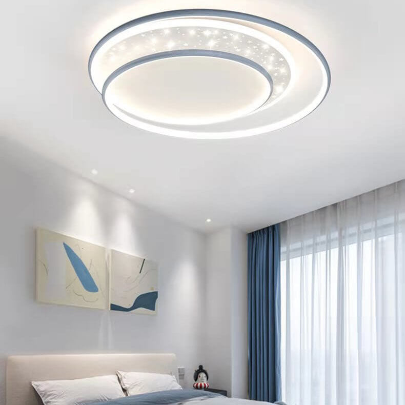 Modern Creative Children's Round Star Aluminum Acrylic LED Flush Mount Lighting