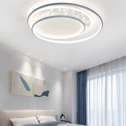 Modern Creative Children's Round Star Aluminum Acrylic LED Flush Mount Lighting