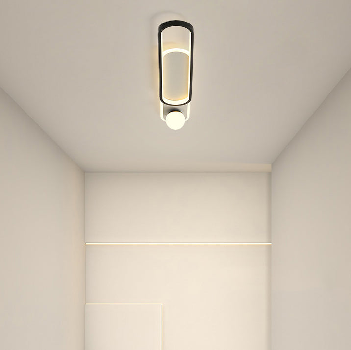 Modern Minimalist Geometric Oval Ring Spheroid Combination LED Flush Mount Ceiling Light For Living Room