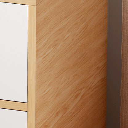 Contemporary Scandinavian Square Tabletop Artificial Panel Nightstand 2-Drawer For Bedroom