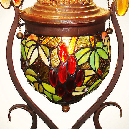 Traditional Tiffany Stained Glass Grape Decor Dome 3-Light Standing Floor Lamp For Study