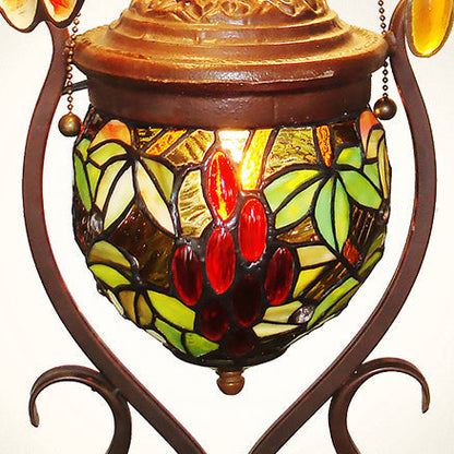 Traditional Tiffany Stained Glass Grape Decor Dome 3-Light Standing Floor Lamp For Study