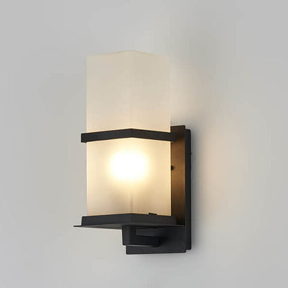 مصباح حائطي صناعي خارجي مقاوم للماء بعمود زجاجي مصنفر بضوء واحد 