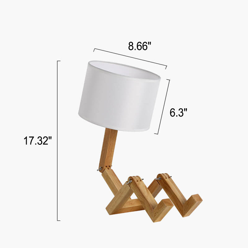 Nordic Creative Fabric Solid Wood Robot 1-Light Table Lamp
