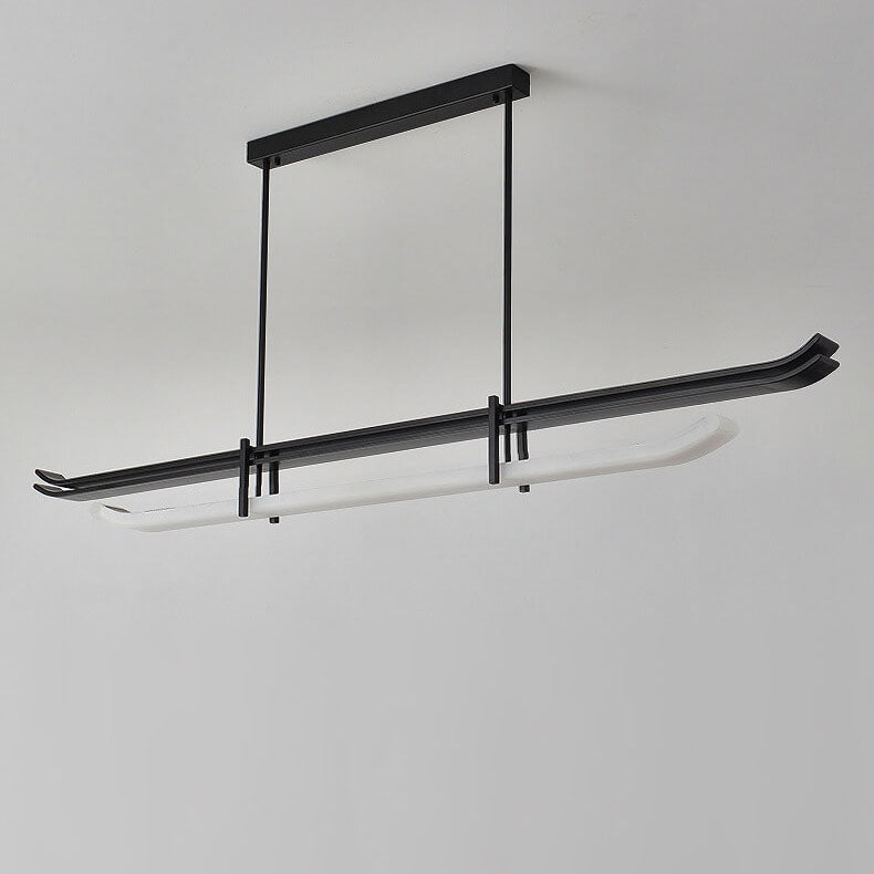 Chinese Retro Minimalist Wrought Iron Acrylic LED Island Light Pendant Light