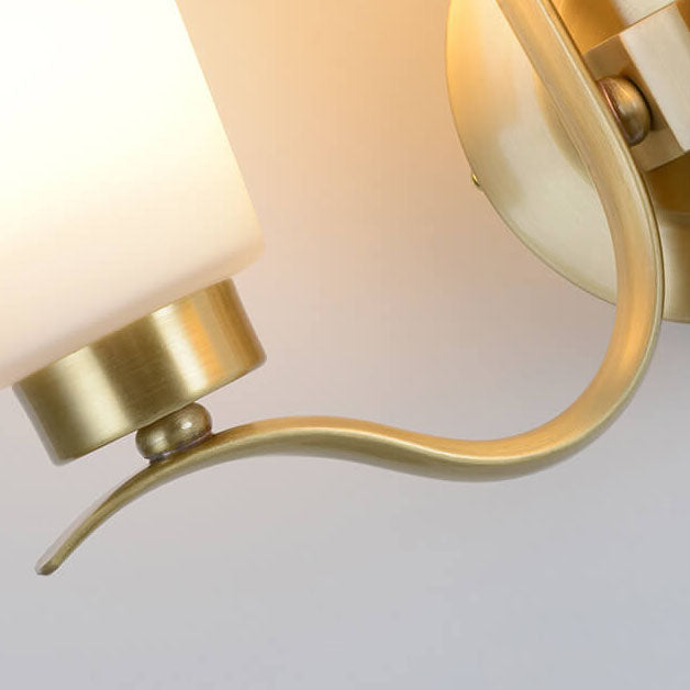 European Light Luxury All Copper Glass 1/2-Light Wall Sconce Lamp