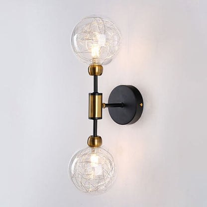 Nordic Vintage Iron Glass Ball 1/2 Light Wall Sconce Lamp