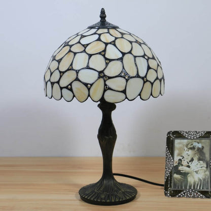 European Tiffany Pebbles Flower Stained Glass Dome 1-Light Table Lamp