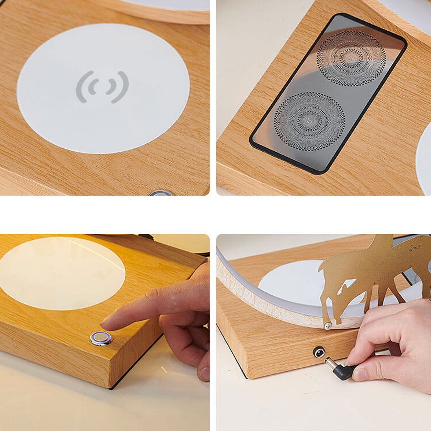 Creative Iron Aluminum LED Wireless Charging Bluetooth Speaker Table Lamp