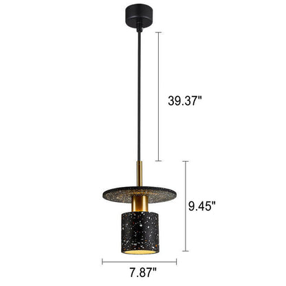 Industrial Minimalist Cement Cylinder Round 1-Light Pendant Light
