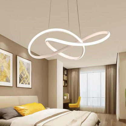 Modern Minimalist Aluminum Twist Ring LED Island Light Pendant Light For Dining Room