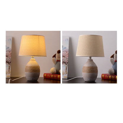 European Style Twine Fabric Ceramic Base 1-Light Table Lamp