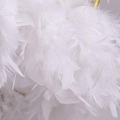 Contemporary Creative Crown Feather Aluminum Acrylic LED Pendant Light For Bedroom