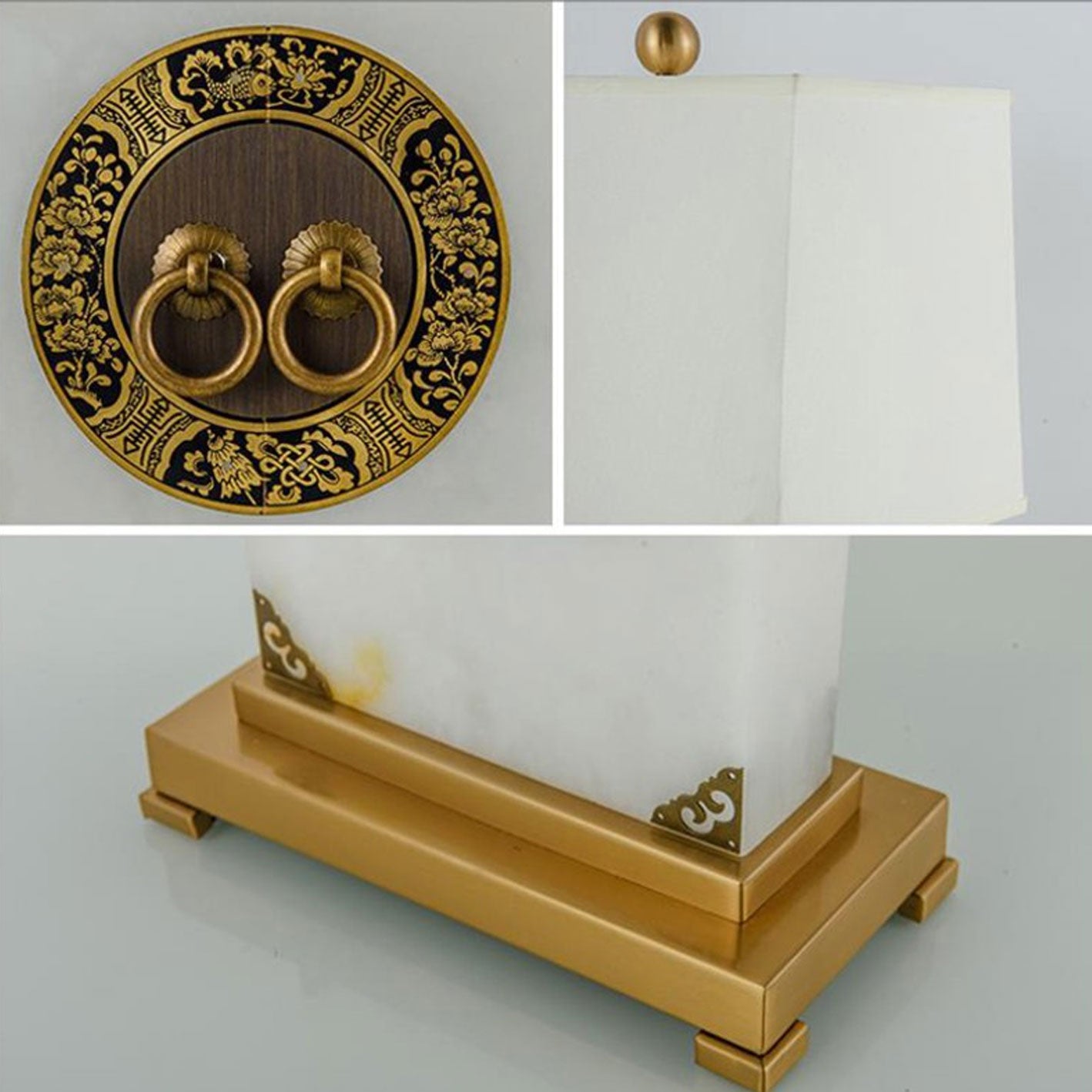 Chinese Light Luxury Lucite Copper 1-Light Table Lamp