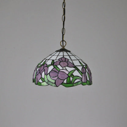 Tiffany Baroque Stained Glass Round Dome 1-Light Pendant Light