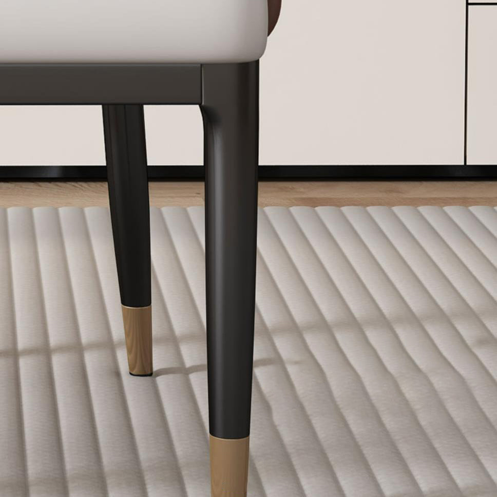 Modern Luxury Square Iron Metal Microfiber Leather Sponge Dining Chair Armrest Backrest Four Legs For Dining Room