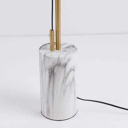 European Simple Round Shade Iron Faux Marble Textured Base LED Standing Floor Lamp