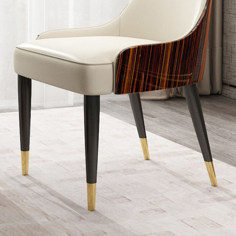 Contemporary Nordic Microfiber Leather Wood Stainless Steel Sponge Dining Chair Backrest Armrest For Dining Room