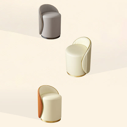 Modern Minimalist Cylinder Iron Nappa Leather Vanity Stool Backrest For Bedroom