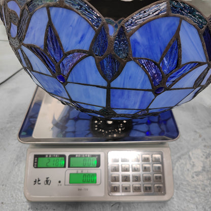 Traditional Tiffany Resin Glass Dome Grape Cow Diamond Pretty Woman Base 2-Light Table Lamp For Bedside