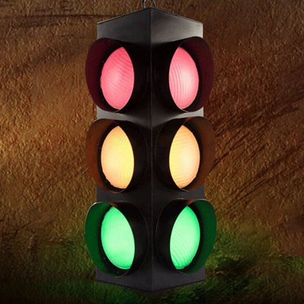 Retro Industrial Traffic Light Iron Glass LED Pendant Light