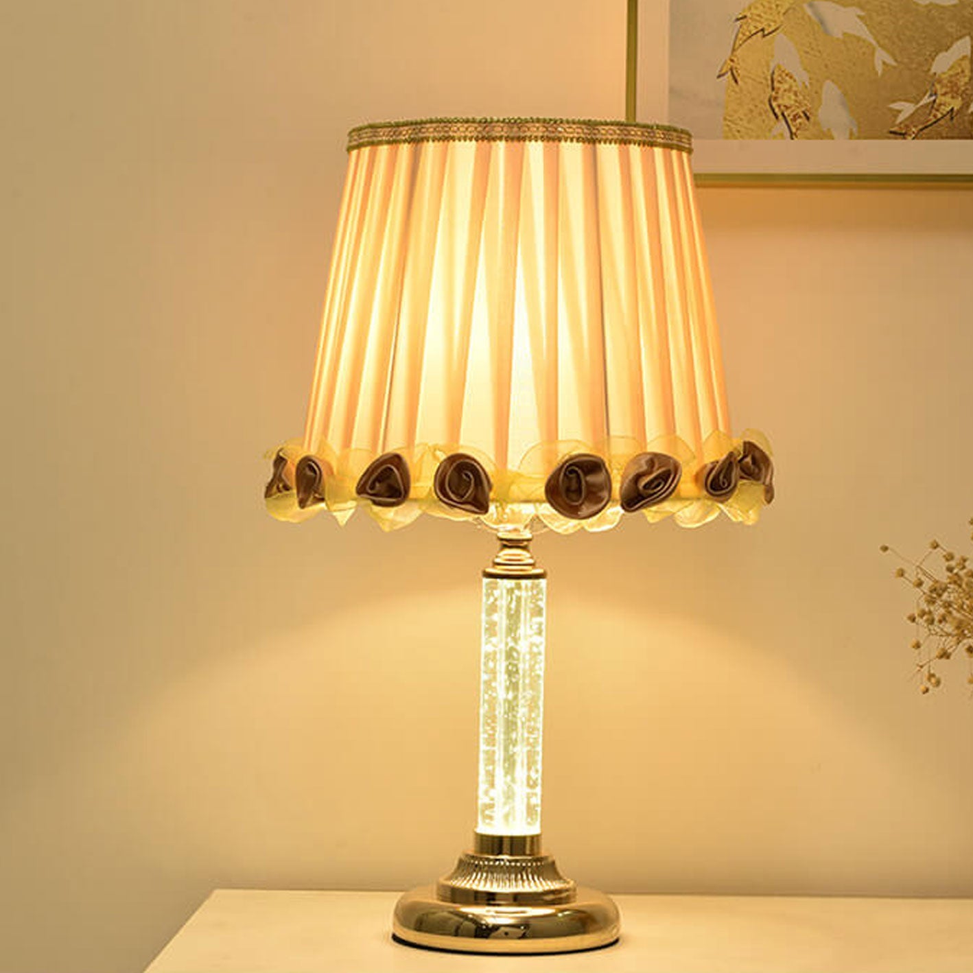 European Crystal Brightness Adjustable Remote Control 1-Light Table Lamp