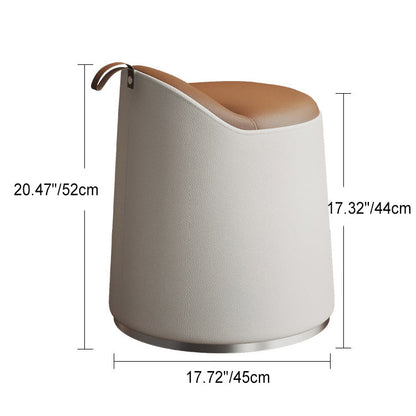 Modern Simplicity Microfiber Leather Wood Aluminum Alloy Sponge Round Cylinder Vanity Stool Backrest For Bedroom