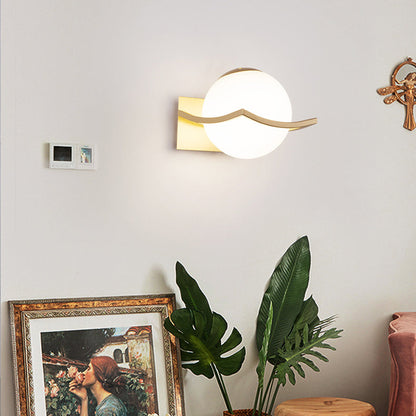 Modern Minimalist Glass Orb Iron Frame 1-Light Wall Sconce Lamp